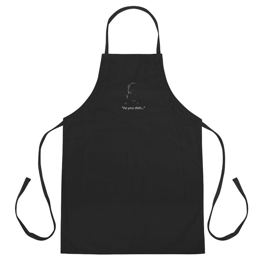 As You Wish Wesley Inspired Minimalist Embroidered Black Apron